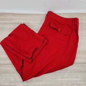 Liz Claiborne Pants Women 12 Red ‎ Cotton Cargo Pocket Straight Button Zip